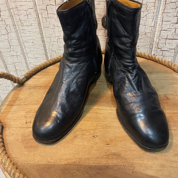 Vintage 60's Beatle ankle side-zip boots brown leather 9 Mod Hip - Picture 2 of 8